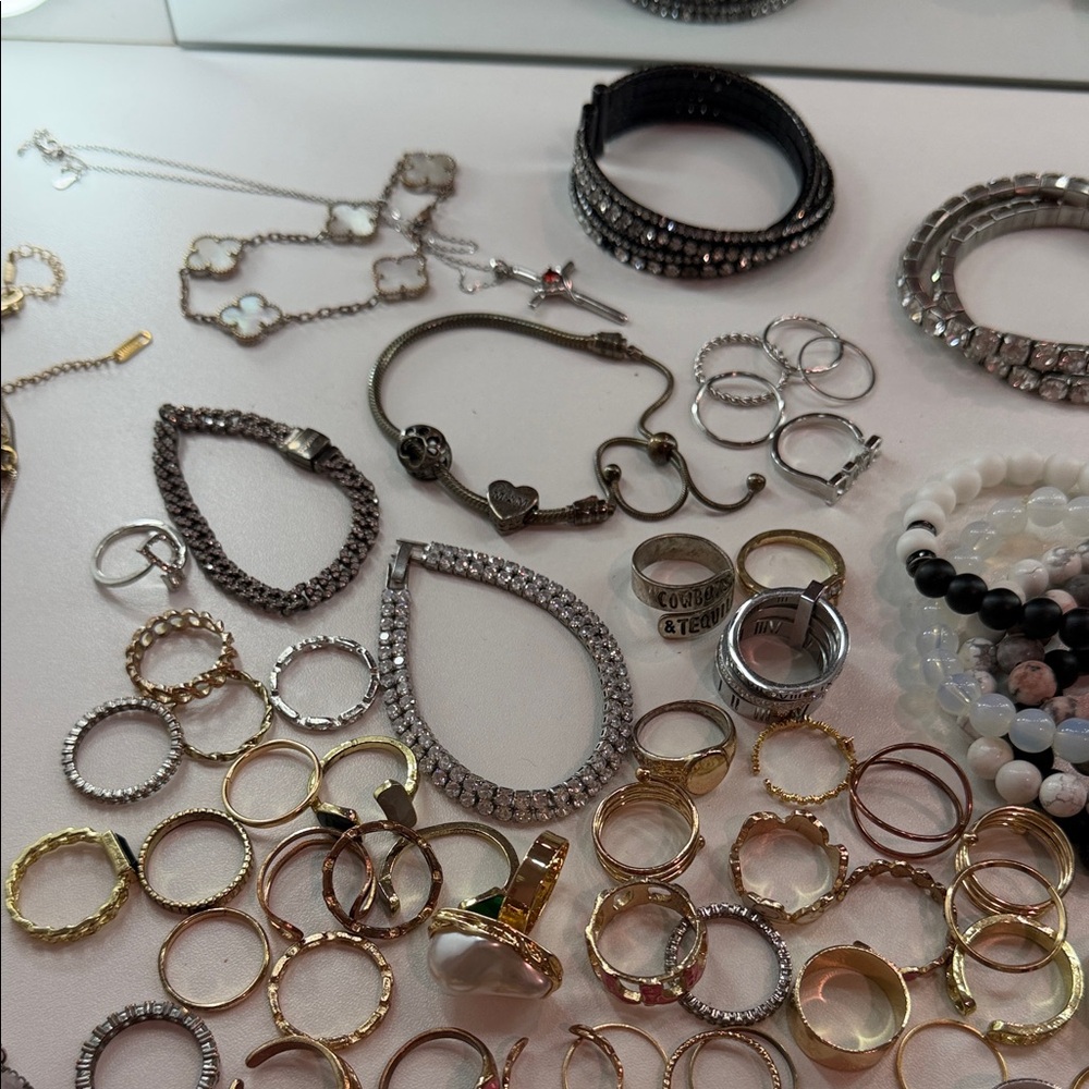 Gold and Silver Bracelet/Ring/Necklace Set - Picture 5 of 9
